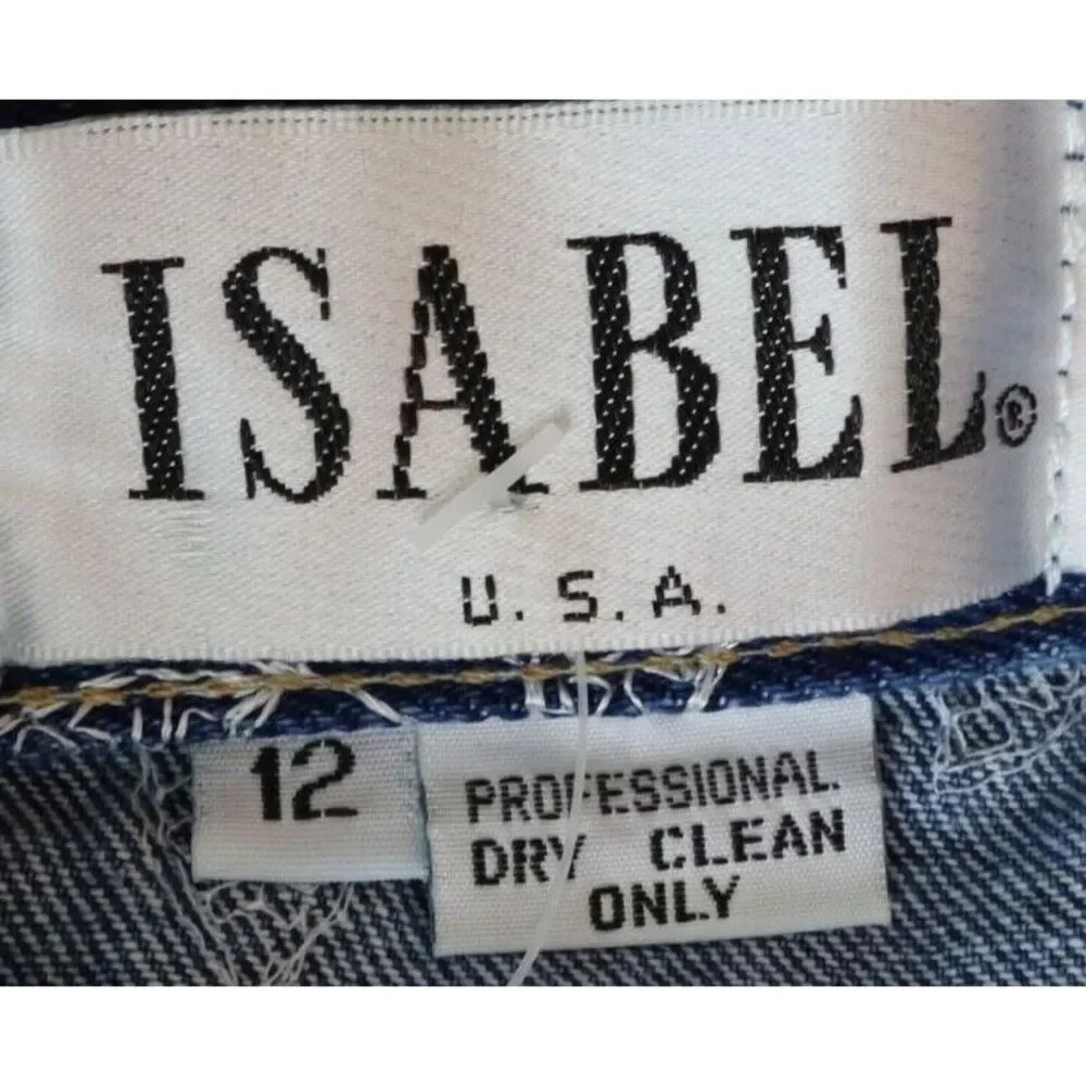 Isabel U.S.A.‎ Jean Shorts Womens Size 12 Blue Denim Embroidered Leaves